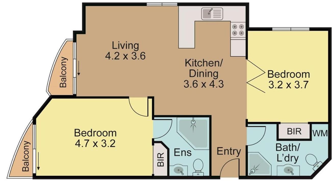 Apartamento de 2 dormitorios